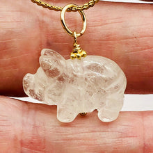 Load image into Gallery viewer, Piggie! Carved Clear Quartz Pig 22K Vermeil Pendant 509274QZG
