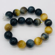Load image into Gallery viewer, Tigereye 8" Strand Round | 10 mm | Blue/Golden Brown | 19 Beads |
