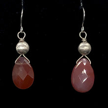 Load image into Gallery viewer, Botswana Sterling Silver Faceted Briolette Earrings | 1 1/2" Long | Peach |