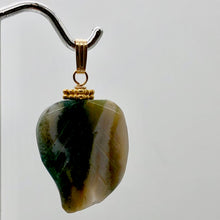 Load image into Gallery viewer, Ocean Jasper Carved Autumn Leaf Bead 14K Gold Filled Pendant | 1 3/4" Long |