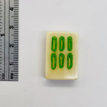 Load image into Gallery viewer, Mahjong Bamboo Rectangle Tile Pendant Bead | 25x17x9mm | Green White | 1 Bead |