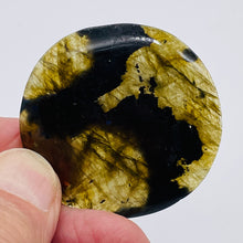 Load image into Gallery viewer, Labradorite Disc Pendant Bead | 45x5mm | Green Black | 1 Bead