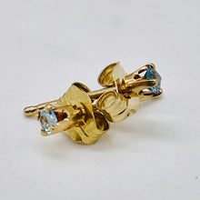 Load image into Gallery viewer, Aquamarine 14K Gold Stud Round Earrings | 2mm | Aqua | 1 Pair |