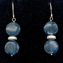Load image into Gallery viewer, Dazzle Blue Apatite 10mm Coin Sterling Silver Earrings | 1 1/2 Inch Drop |