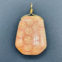 Load image into Gallery viewer, Fossilized Coral 14K Gold Filled Wire Wrap Pendant Pre-Cambrian Era | 1 5/8&quot; |
