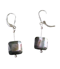 Load image into Gallery viewer, Faceted Tahitian Mop Shell & Silver Earrings 309396