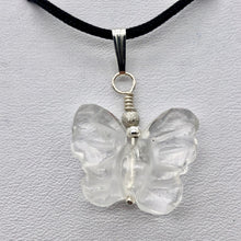 Load image into Gallery viewer, Flutter Carved Quartz Butterfly Sterling Silver Pendant | 1 1/4" Long| Clear | - PremiumBead Primary Image 1