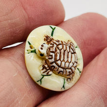 Load image into Gallery viewer, Turtle Round Pendant Bead | 22x6mm | Red White Green | 1 Bead |