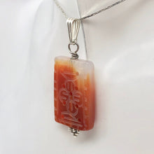 Load image into Gallery viewer, Hand Carved Carnelian Agate & Sterling Silver Pendant | 28.5x19mm | 1.94" Long - PremiumBead Alternate Image 6