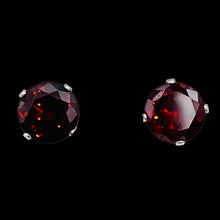 Load image into Gallery viewer, January 5mm Created Garnet & Silver Earrings 10147A