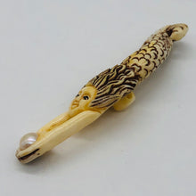 Load image into Gallery viewer, Pearl Diving Mermaid Woman Button or Pendant | 2" Long | Brown/White | 1 Button|