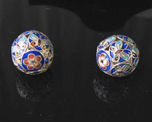 Load image into Gallery viewer, 1 Fine Silver Cloisonne Butterfly 19mm Round Bead 10285 - PremiumBead Primary Image 1