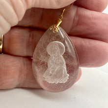 Load image into Gallery viewer, Reverse Carved Quan Yin Goddess Rutilated Quartz 14Kgf Pendant | 40x29x8mm | - PremiumBead Alternate Image 4
