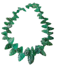 Load image into Gallery viewer, 23cts! Natural Emerald Carved Leaf Bead 6 inchStrand 109725