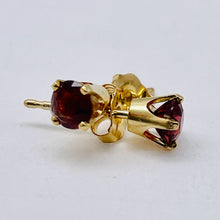 Load image into Gallery viewer, Garnet 14K Gold Faceted Round Post Earrings | 4mm | Red | 1 Pair |