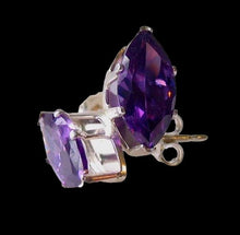 Load image into Gallery viewer, February! 10x5mm Created Amethyst Silver Earrings 10148B