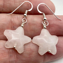 Load image into Gallery viewer, Carved Rose Quartz Starfish Sterling Silver Semi Precious Stone Earrings - PremiumBead Alternate Image 2