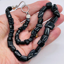 Load image into Gallery viewer, Black Tourmaline Carved Nugget Sterling Silver Necklace | | 18 inch | Black | 1 |