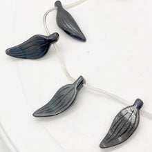 Load image into Gallery viewer, Hematite Carved Leaf Bead Strand | 30x12x4mm | Black | 13 Beads |