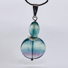 Load image into Gallery viewer, Fluorite Sterling Silver Goddess Dangle Pendant | 2" Long | Blue/Purple | 1 |