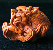 Load image into Gallery viewer, Carved Boxwood Wise Crouching Dragon Ojime/Netsuke Bead - PremiumBead Primary Image 1