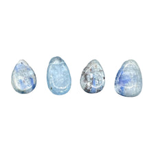 Load image into Gallery viewer, Kyanite Flat Briolette Teardrop Bead | 17x12x5-13x9x3.5mm| Blue/Silver| 4 Beads|