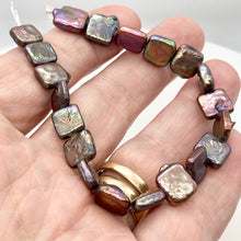 Load image into Gallery viewer, 5 Beads of Peacock Bronze Square Coin FW Pearls 009454