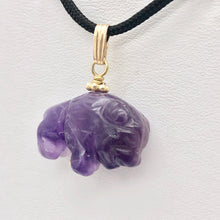 Load image into Gallery viewer, Amethyst Hand Carved Bison / Buffalo 14K Gold Filled 1" Long Pendant 509277AMG - PremiumBead Alternate Image 3