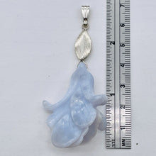 Load image into Gallery viewer, Chalcedony Sterling Silver Druzy Crystal Flower Pendant | 2 1/2" Long | Blue |