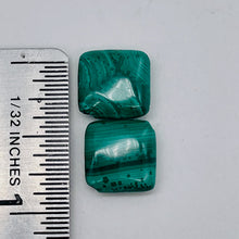 Load image into Gallery viewer, 2 Superb Malachite 14x12mm Diagonal Square Coin Beads 10252