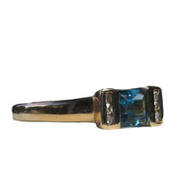 Load image into Gallery viewer, Blue topaz & Diamonds Solid 14Kt Yellow Gold Ring Size 7 9982Aj