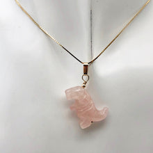 Load image into Gallery viewer, Rose Quartz Tyrannosaurus Rex Dinosaur Pendant Necklace|14k Gold Filled Jewelry - PremiumBead Alternate Image 3