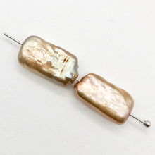 Load image into Gallery viewer, 2 Champagne Rectangle Coin FW Pearls 4459