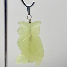 Load image into Gallery viewer, Serpentine Jade Owl Pendant Necklace|Semi Precious Stone Jewelry|Sterling Silver