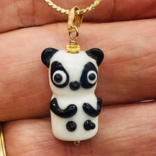 Load image into Gallery viewer, Lampwork Glass Panda 14K Gold Filled Pendant | 1 1/4" Long | White/Black | 1 |