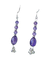Load image into Gallery viewer, Shimmering Drops Purple Amethyst & 925 Sterling Silver Earrings 6490