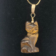 Load image into Gallery viewer, Tiger Eye Kitty Cat Pendant Necklace|Semi Precious Stone Jewelry|14kgf Pendant | - PremiumBead Alternate Image 3