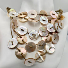 Load image into Gallery viewer, Warmth! Mother of Pearl Button Necklace 19" - PremiumBead Alternate Image 3