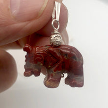 Load image into Gallery viewer, Wild Brecciated Jasper Elephant Sterling Silver Pendant | 21x16x8mm | Red | - PremiumBead Primary Image 1