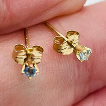 Load image into Gallery viewer, Blue Zircon 14K Gold Earrings Stud Round | 2mm | Blue | 1 Pair |