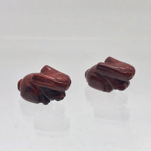 Load image into Gallery viewer, Hoppity 2 Hand Carved Brecciated Jasper Bunny Rabbit Beads | 22x12x10m | Red - PremiumBead Alternate Image 8