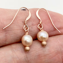 Load image into Gallery viewer, AAA Natural White 6mm Pearl 14k Rose Gold Filled Earrings | 1 inch drop |