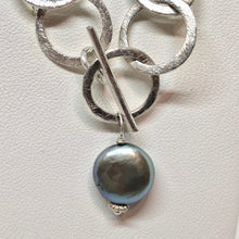 Load image into Gallery viewer, Perfect Moonrise Freshwater Pearl and Silver Circle Chain Necklace 209408 - PremiumBead Alternate Image 4