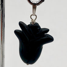 Load image into Gallery viewer, Obsidian Sterling Silver Rose Flower Pendant | 1 1/2" Long | Black | 1 Pendant |