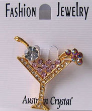 Load image into Gallery viewer, Cheer Shimmering Crystal Cosmopolitan Pin Brooch 10084A - PremiumBead Primary Image 1
