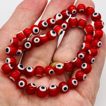Load image into Gallery viewer, Lampwork Glass Eye 14" Strand Round | 8 mm | Red | 46 Beads |