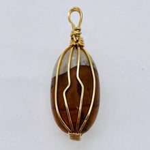 Load image into Gallery viewer, Jasper 14KGF Wire Wrap Oval | 1 3/4" Long | Tan Gray | 1 Pendant