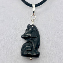 Load image into Gallery viewer, Howling Obsidian Wolf/Coyote Sterling Silverf Pendant | 1 7/16" Long | Black | - PremiumBead Primary Image 1