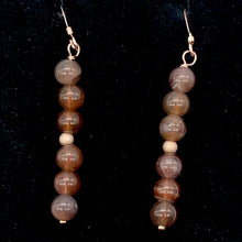 Load image into Gallery viewer, Botswana Agate 14K Rose Gold Filled Earrings | 5.5mm | Purple | 2" Long |