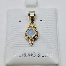 Load image into Gallery viewer, Moonstone Sterling Silver 5x5mm Square | 1" Long | Blue White | 1 Pendant |